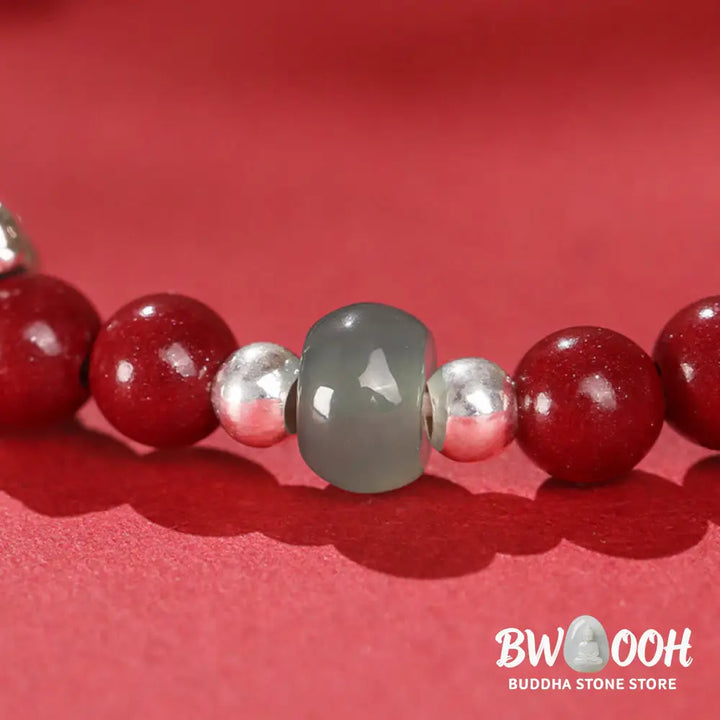 Buddha Stones Year of the Horse Cinnabar Jade Red String Blessing Bracelet - Bracelet