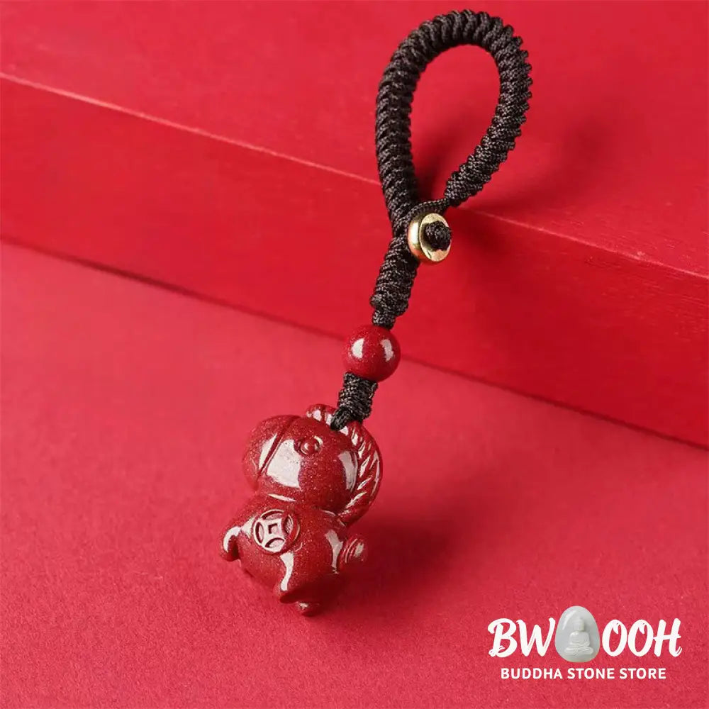 Buddha Stones Year Of The Horse Cinnabar Keep Away Evil Spirits Key Chain - Key Chain