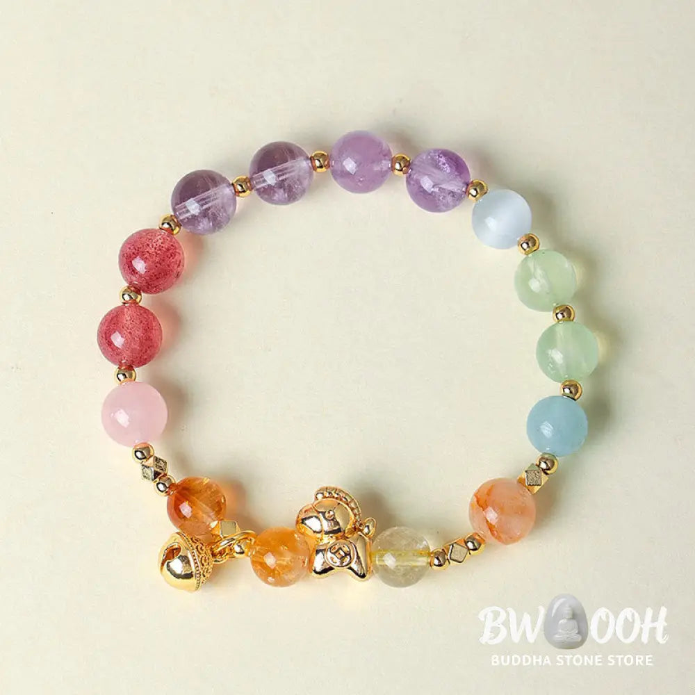 Buddha Stones Year Of The Horse Citrine Amethyst Various Crystals Protection Bracelet - Bracelet