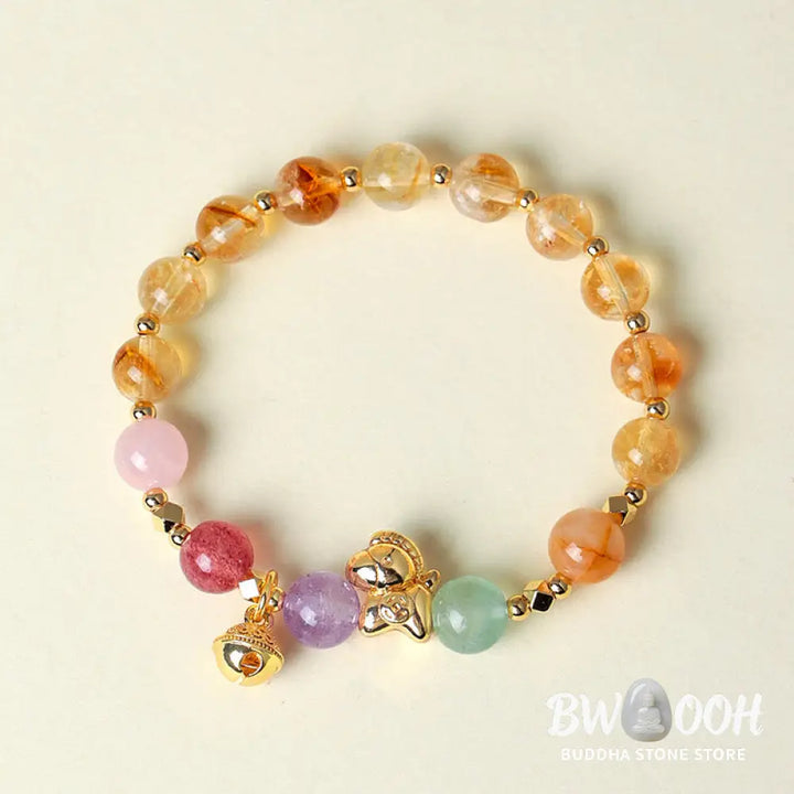 Buddha Stones Year Of The Horse Citrine Amethyst Various Crystals Protection Bracelet - Bracelet
