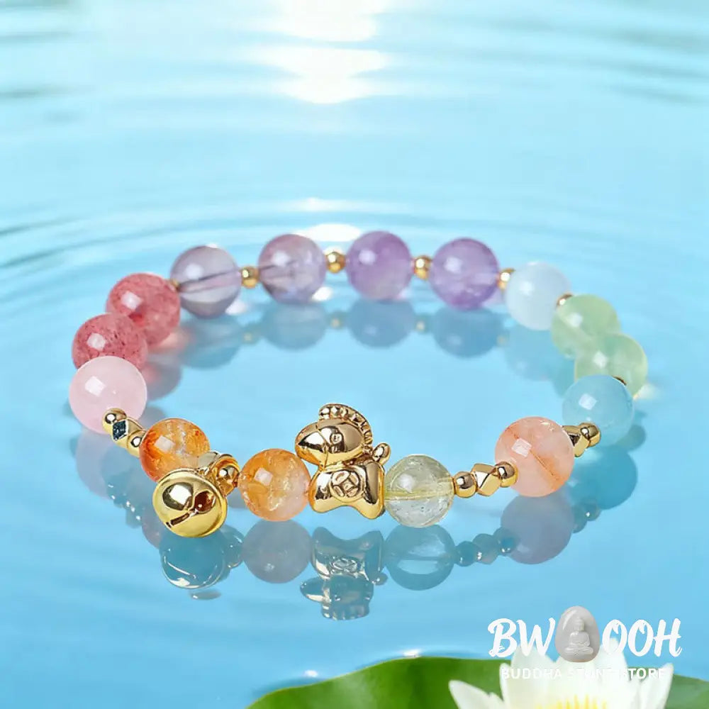 Buddha Stones Year Of The Horse Citrine Amethyst Various Crystals Protection Bracelet - Bracelet