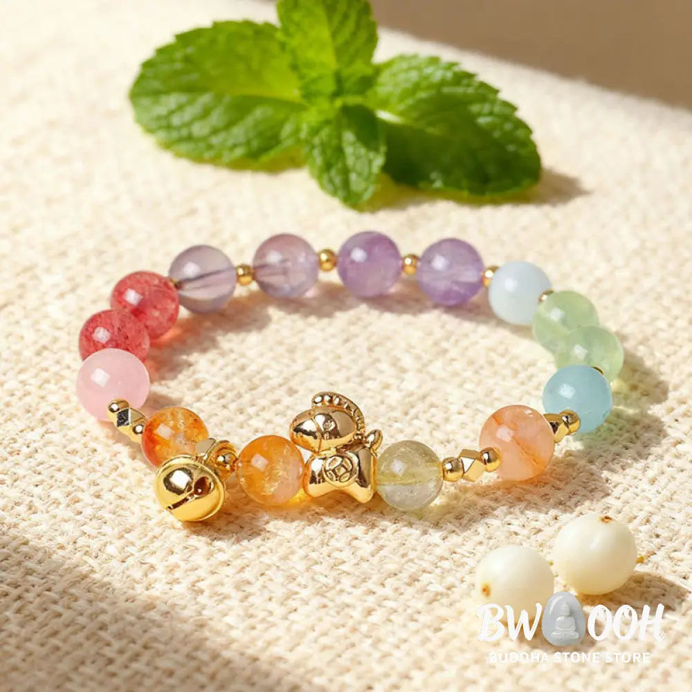 Buddha Stones Year Of The Horse Citrine Amethyst Various Crystals Protection Bracelet - Bracelet