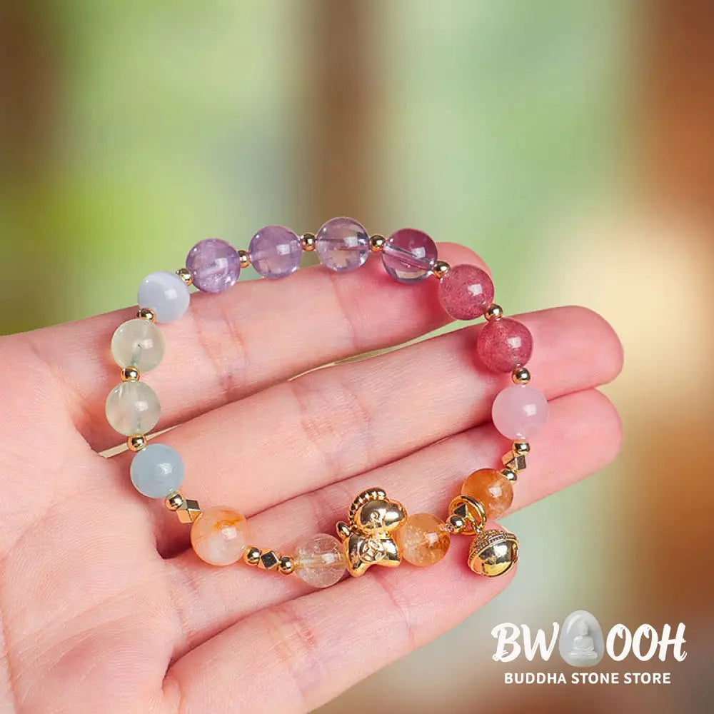 Buddha Stones Year Of The Horse Citrine Amethyst Various Crystals Protection Bracelet - Bracelet