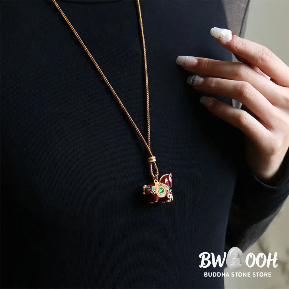 Buddha Stones Year Of The Horse Copper Brass Balance Necklace Pendants - BWOOOH - Necklaces & Pendants