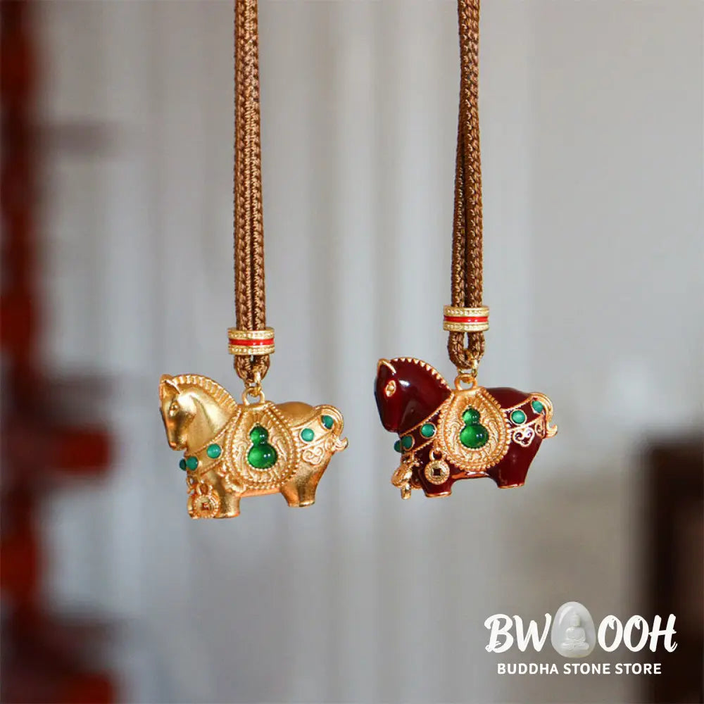 Buddha Stones Year Of The Horse Copper Brass Balance Necklace Pendants - BWOOOH - Necklaces &amp; Pendants
