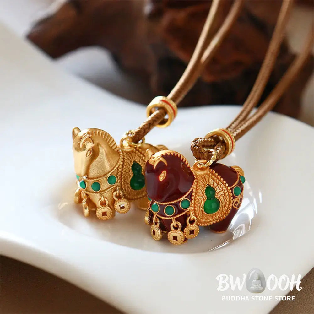 Buddha Stones Year Of The Horse Copper Brass Balance Necklace Pendants - BWOOOH - Necklaces &amp; Pendants