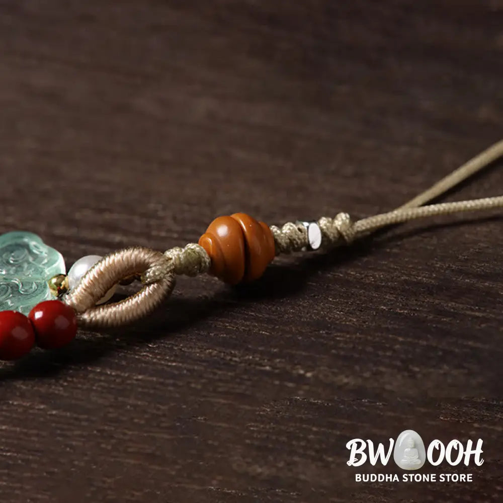 Buddha Stones Year of the Horse Copper Cinnabar Blue Chalcedony Red Agate Liuli Luck Phone Hanging Decoration - Phone