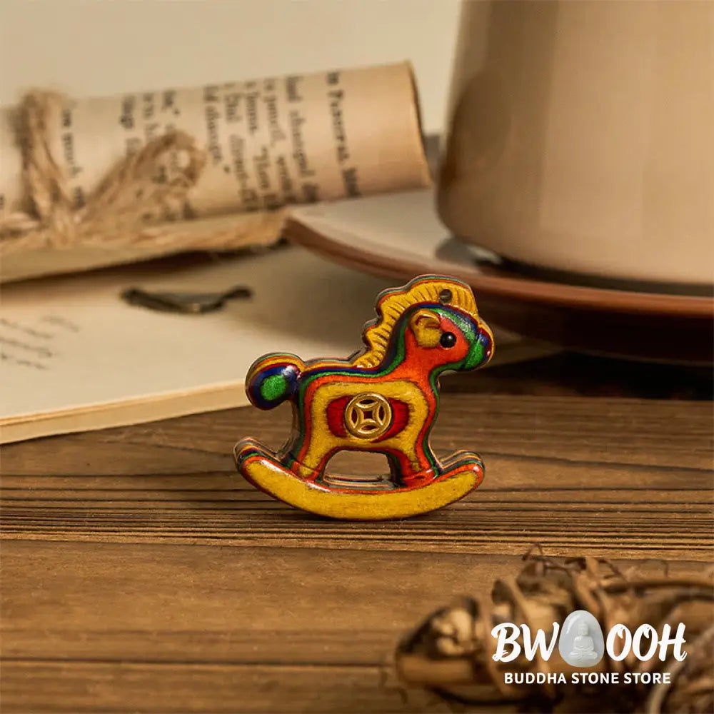 Buddha Stones Year of the Horse Copper Coin Rainbow Eucalyptus Creativity Desk Decoration - Rainbow