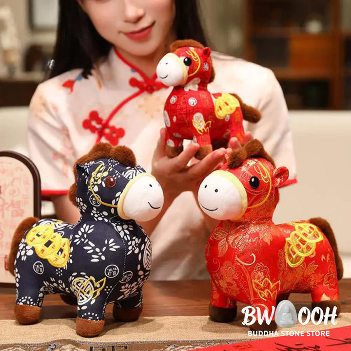 Buddha Stones Year of the Horse Copper Coins Plush Doll Home Decoration - Decorations