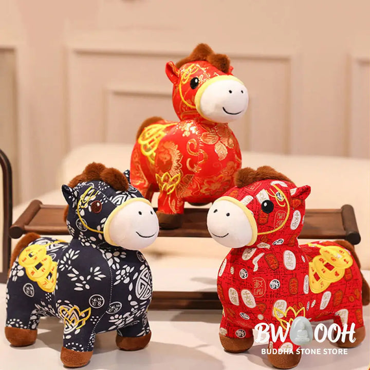 Buddha Stones Year of the Horse Copper Coins Plush Doll Home Decoration - Decorations