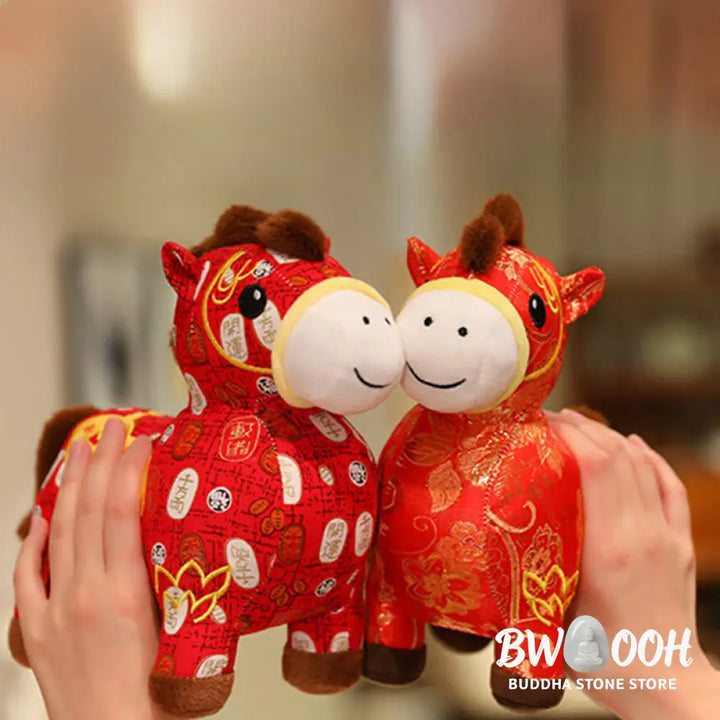 Buddha Stones Year of the Horse Copper Coins Plush Doll Home Decoration - Decorations