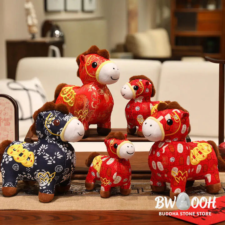 Buddha Stones Year of the Horse Copper Coins Plush Doll Home Decoration - Decorations