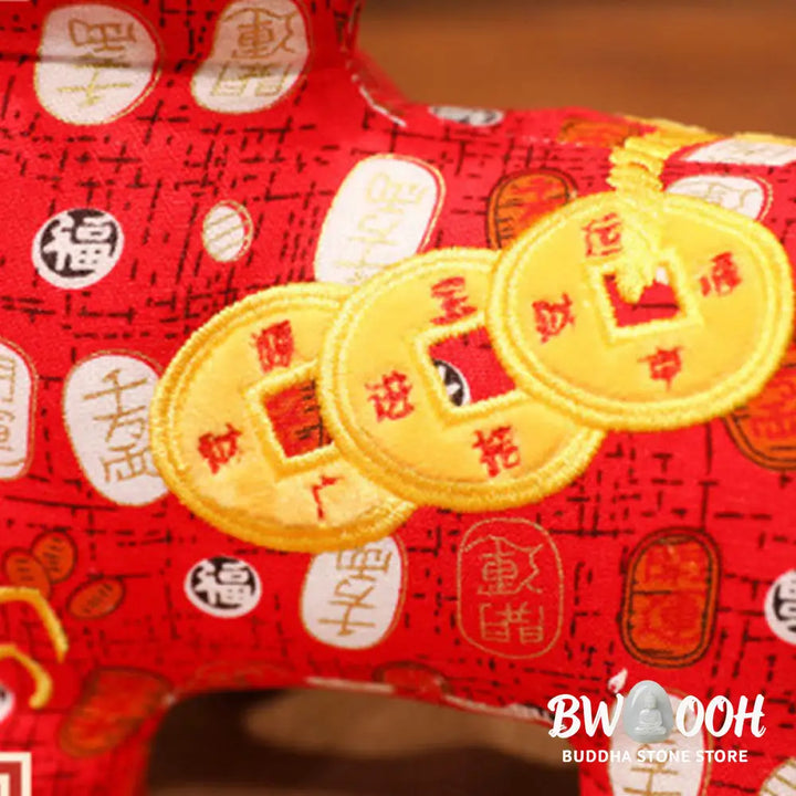 Buddha Stones Year of the Horse Copper Coins Plush Doll Home Decoration - Decorations