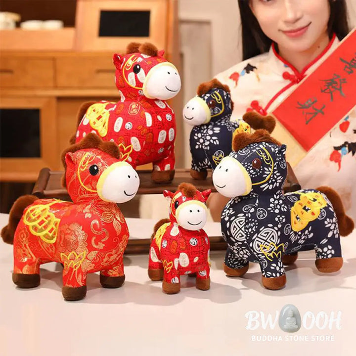 Buddha Stones Year of the Horse Copper Coins Plush Doll Home Decoration - Decorations