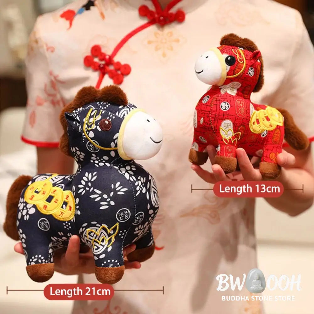 Buddha Stones Year of the Horse Copper Coins Plush Doll Home Decoration - Decorations