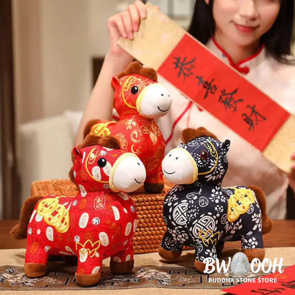 Buddha Stones Year of the Horse Copper Coins Plush Doll Home Decoration - Decorations