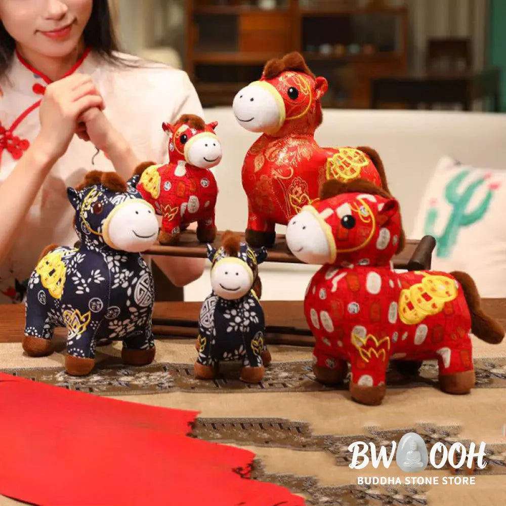 Buddha Stones Year of the Horse Copper Coins Plush Doll Home Decoration - Decorations