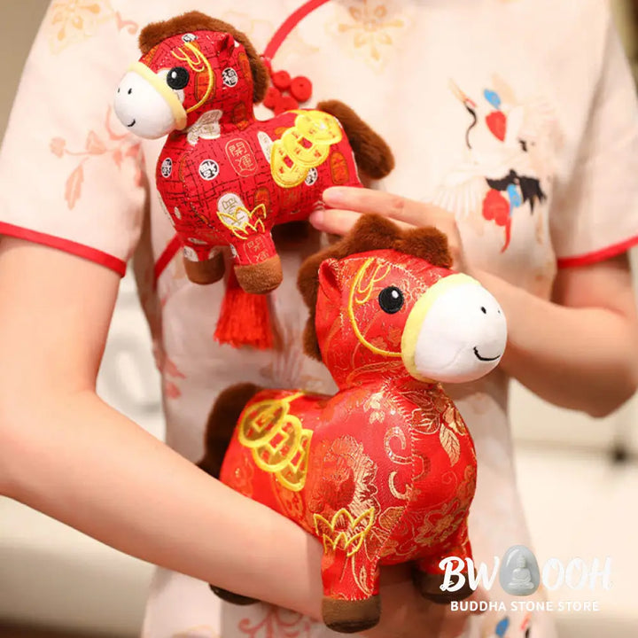Buddha Stones Year of the Horse Copper Coins Plush Doll Home Decoration - Decorations
