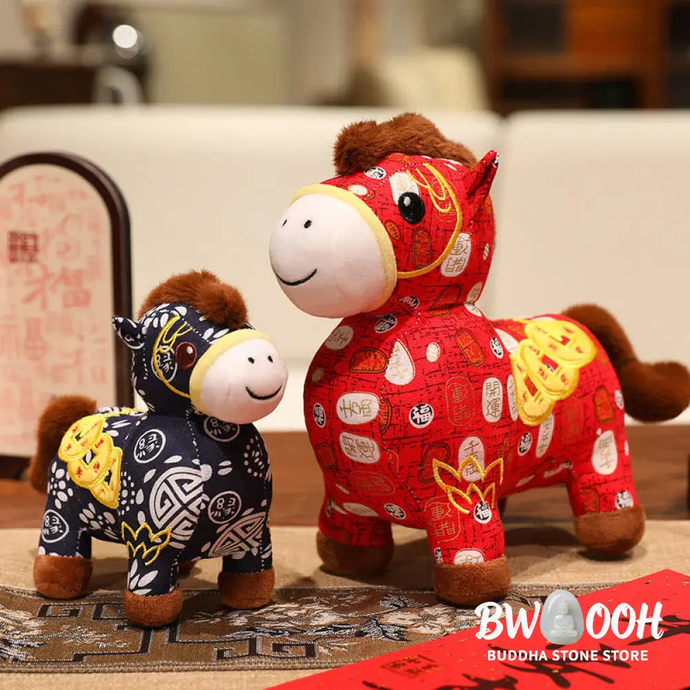 Buddha Stones Year of the Horse Copper Coins Plush Doll Home Decoration - Decorations