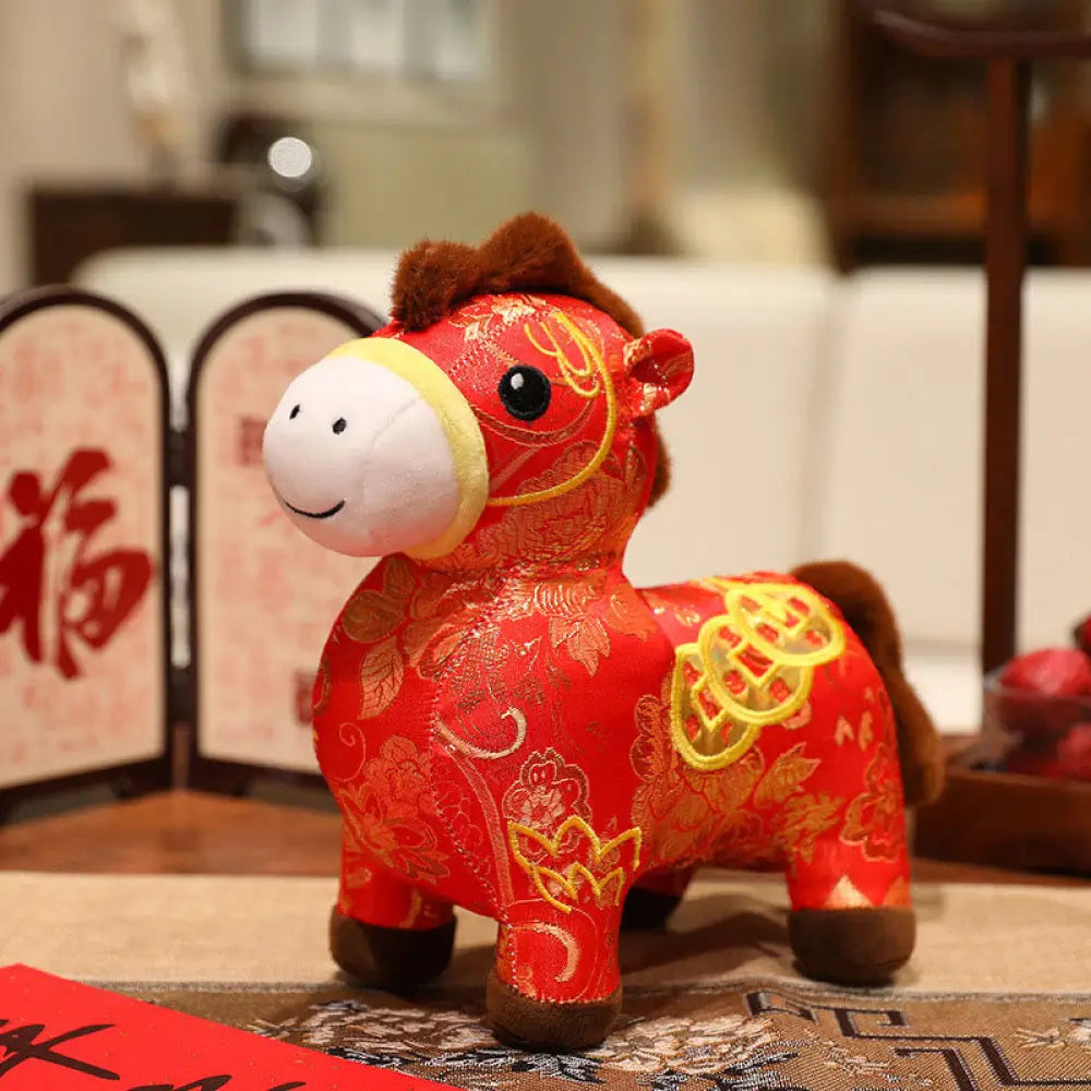Buddha Stones Year of the Horse Copper Coins Plush Doll Home Decoration - Red / 13*6.5*16cm - Decorations