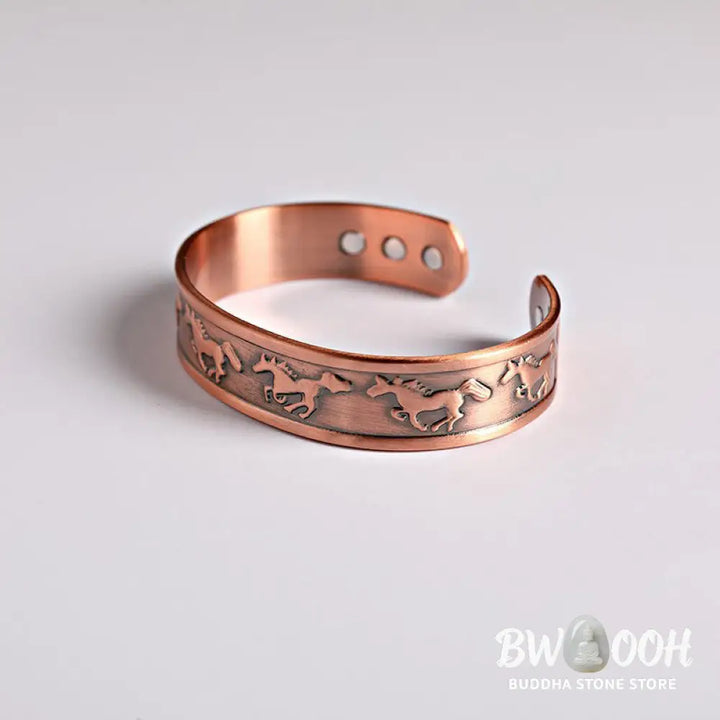 Buddha Stones Year Of The Horse Copper Open Self Care Cuff Bracelet Bangle - Copper (Wrist Circumference: 15-17cm)