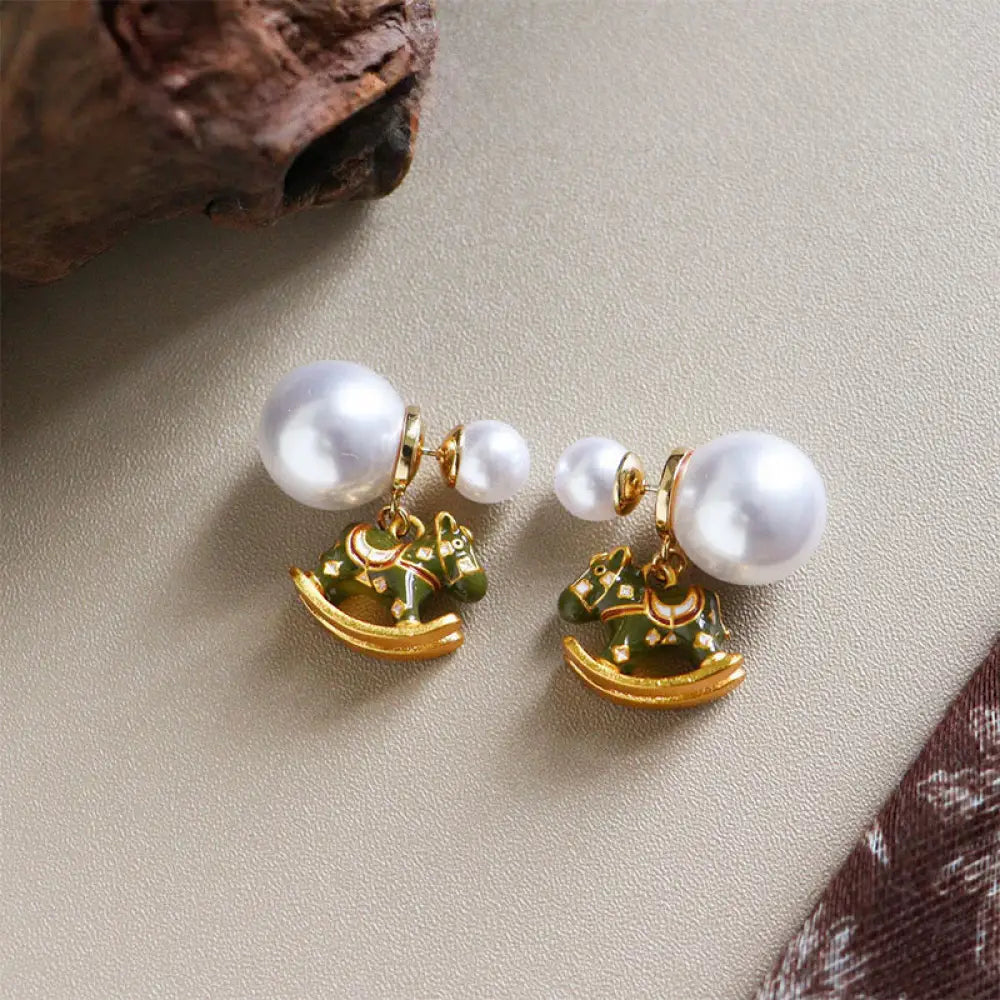 BWOOOH Year Of The Horse Copper Pearl Balance Earrings — Copper spiritual jewelry for spiritual healing and mindful living