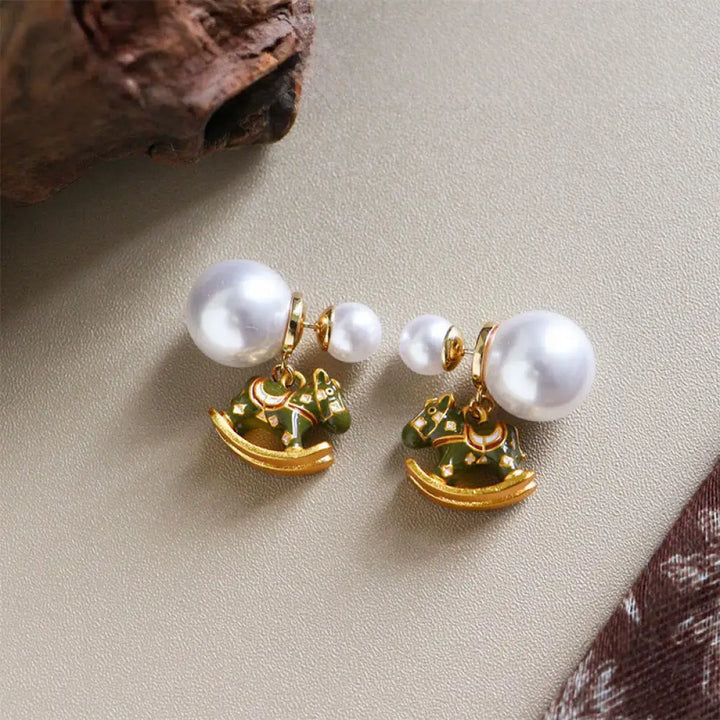 BWOOOH Year Of The Horse Copper Pearl Balance Earrings — Copper spiritual jewelry for spiritual healing and mindful living