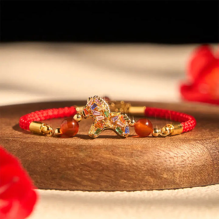 BWOOOH Year Of The Horse Copper Red Agate Balance Bracele