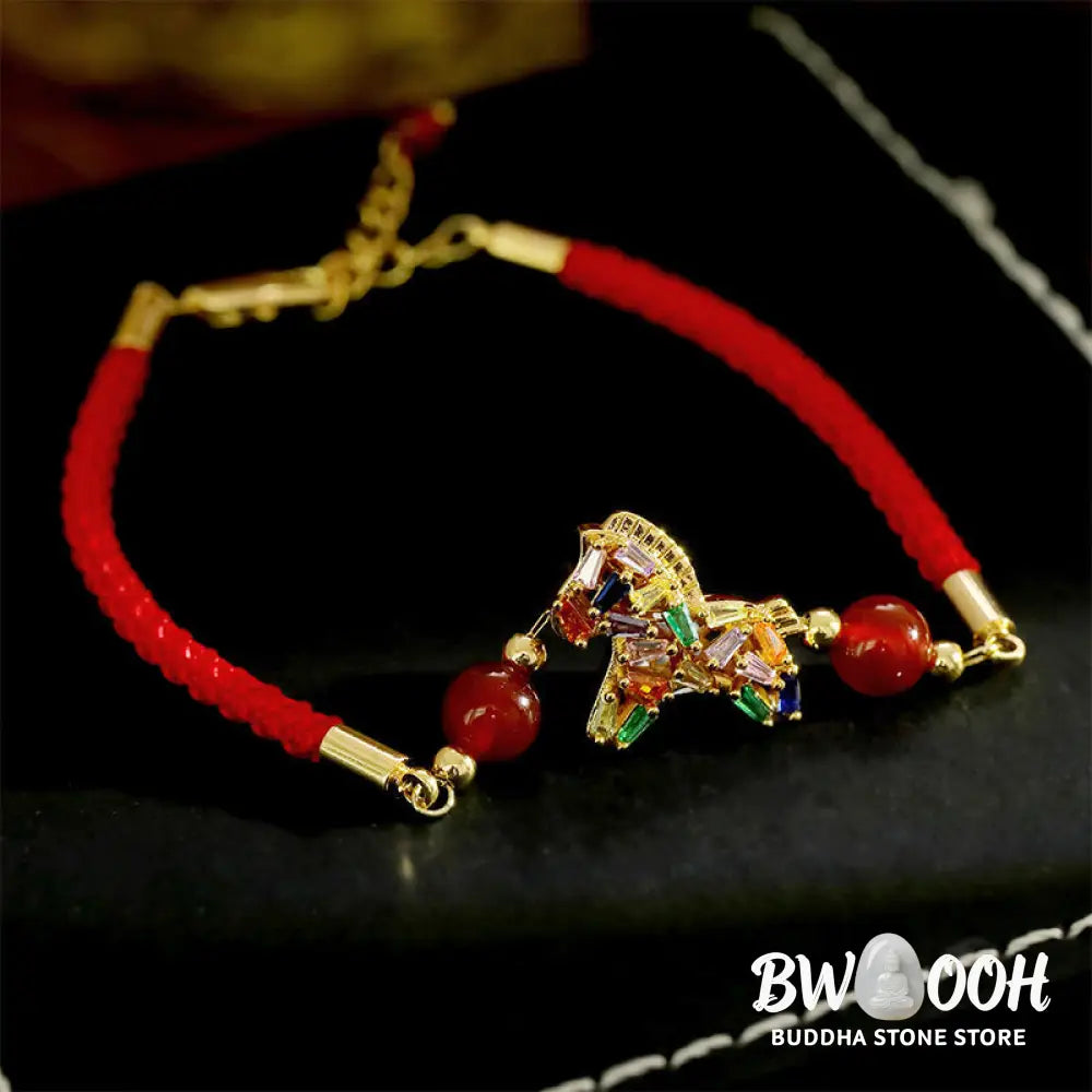 Buddha Stones Year Of The Horse Copper Red Agate Balance Bracelet - Copper Red Agate Horse (Wrist