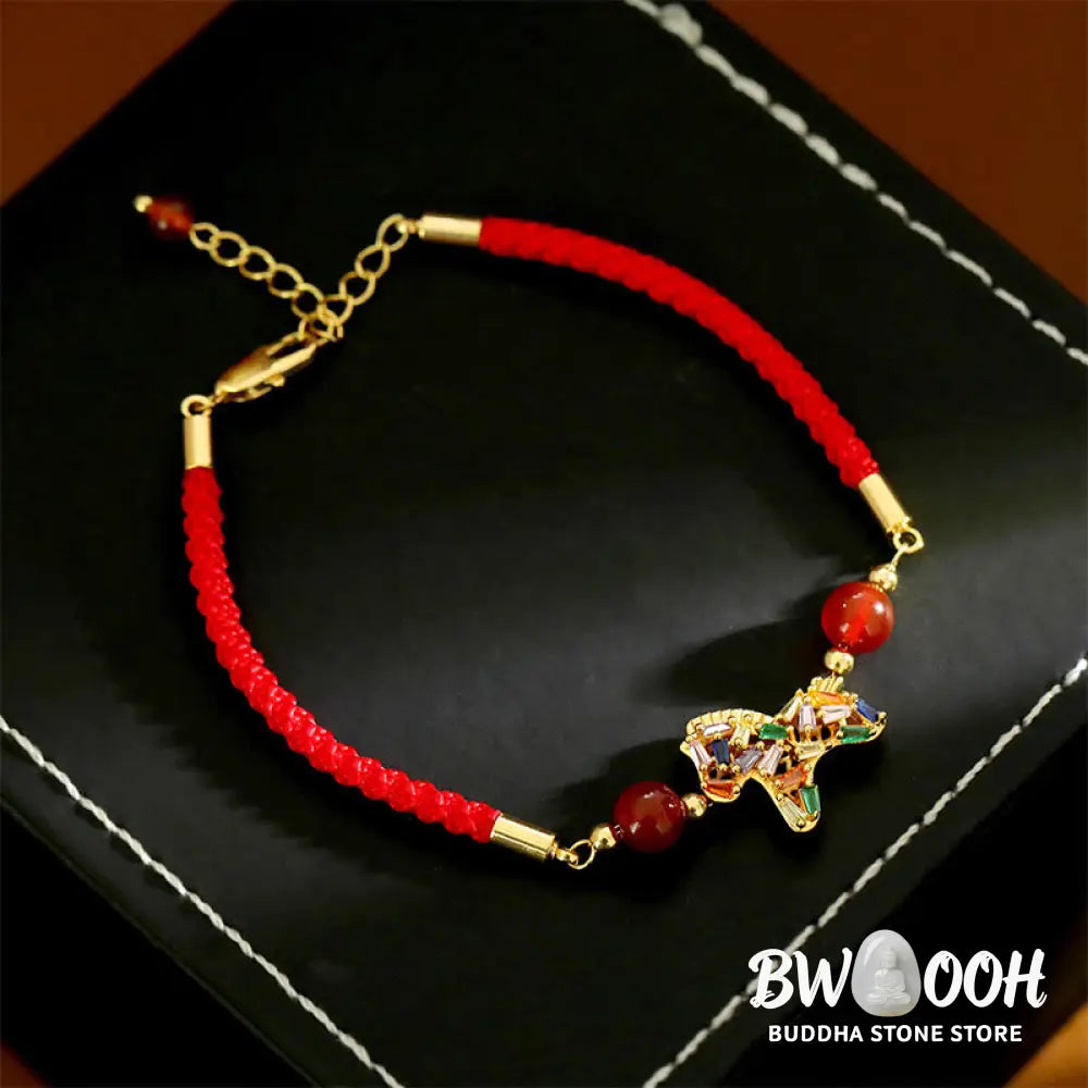 Buddha Stones Year Of The Horse Copper Red Agate Balance Bracelet - Copper Red Agate Horse (Wrist