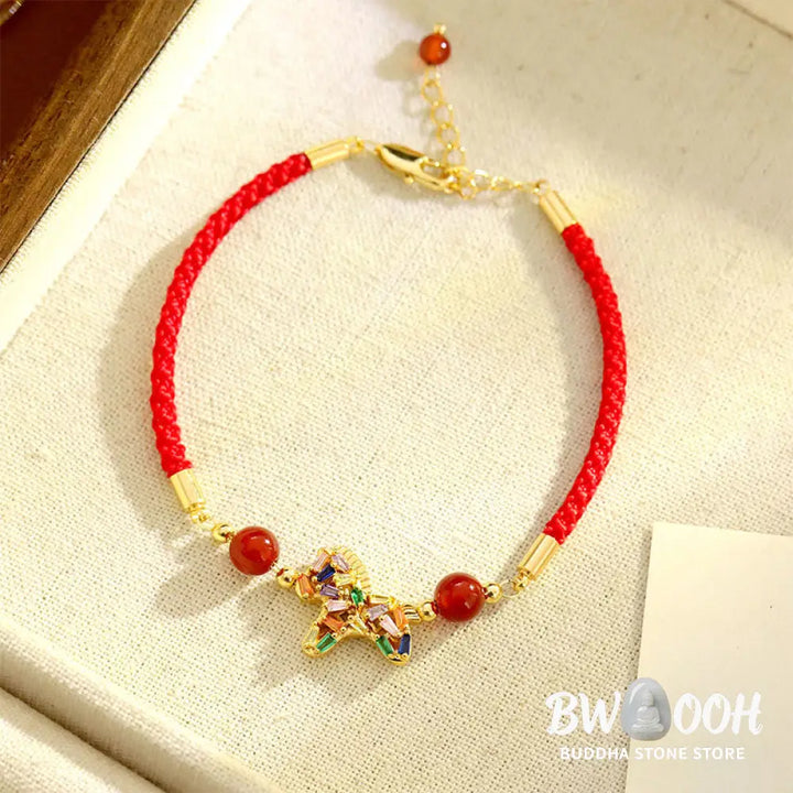 Buddha Stones Year Of The Horse Copper Red Agate Balance Bracelet - Copper Red Agate Horse (Wrist