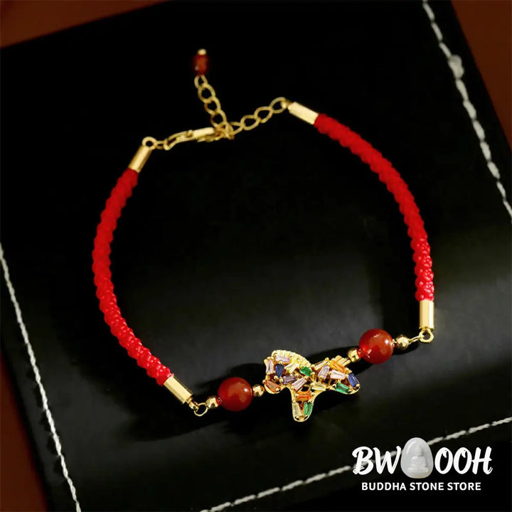 Buddha Stones Year Of The Horse Copper Red Agate Balance Bracelet - Copper Red Agate Horse (Wrist