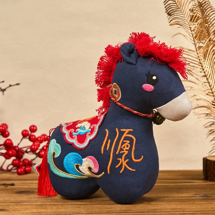 Buddha Stones Year of the Horse Copper Red String Fu Character Embroidery Prosperity Home Decoration - Fu Character
