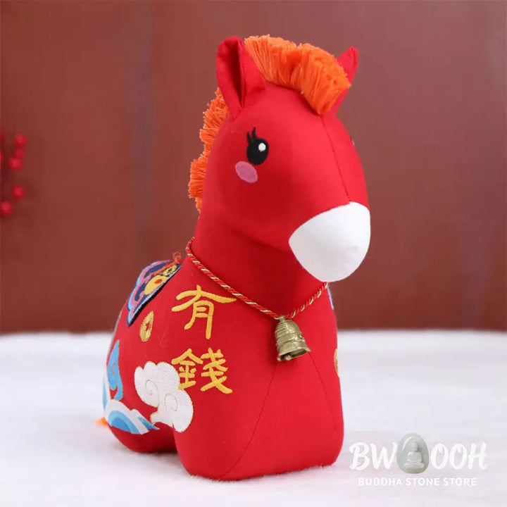 Buddha Stones Year of the Horse Copper Red String Fu Character Embroidery Prosperity Home Decoration - Decorations