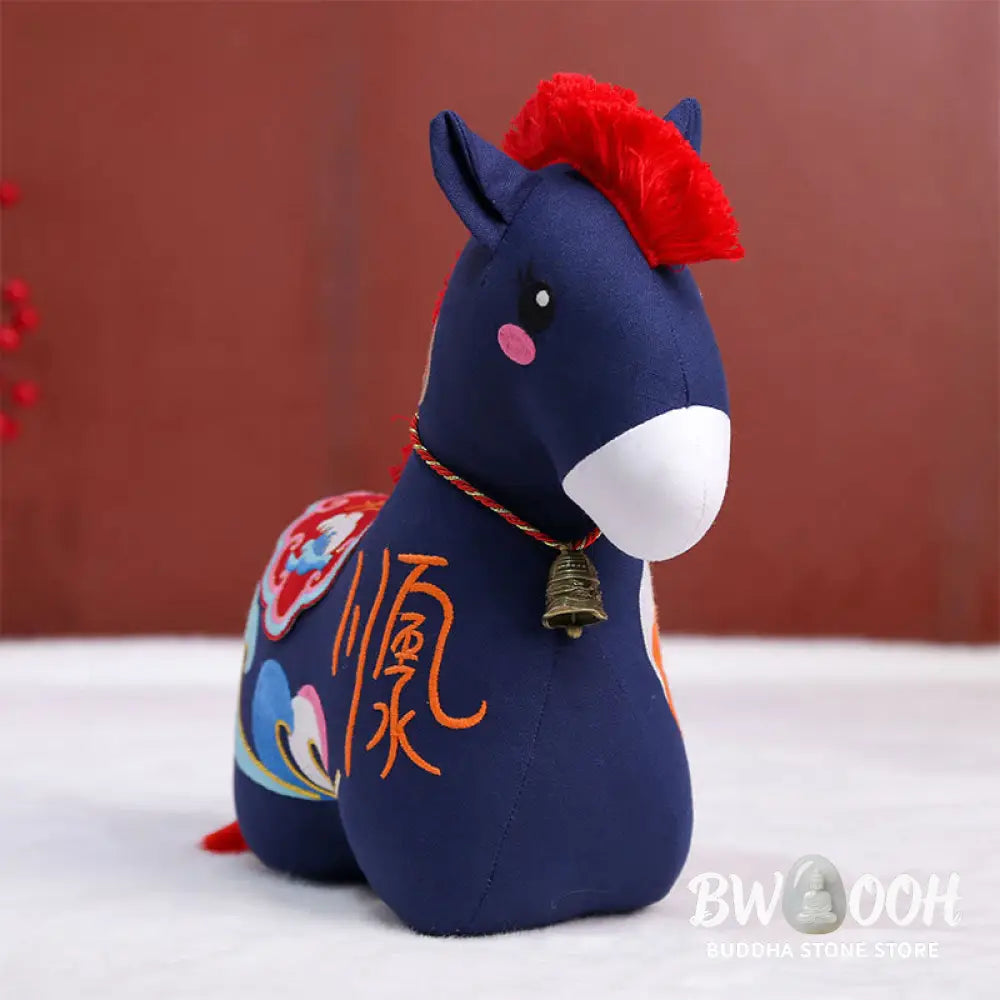 Buddha Stones Year of the Horse Copper Red String Fu Character Embroidery Prosperity Home Decoration - Decorations