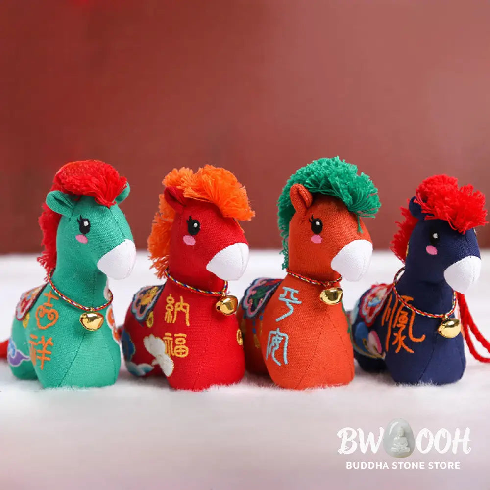 Buddha Stones Year of the Horse Copper Red String Fu Character Embroidery Prosperity Home Decoration - Decorations