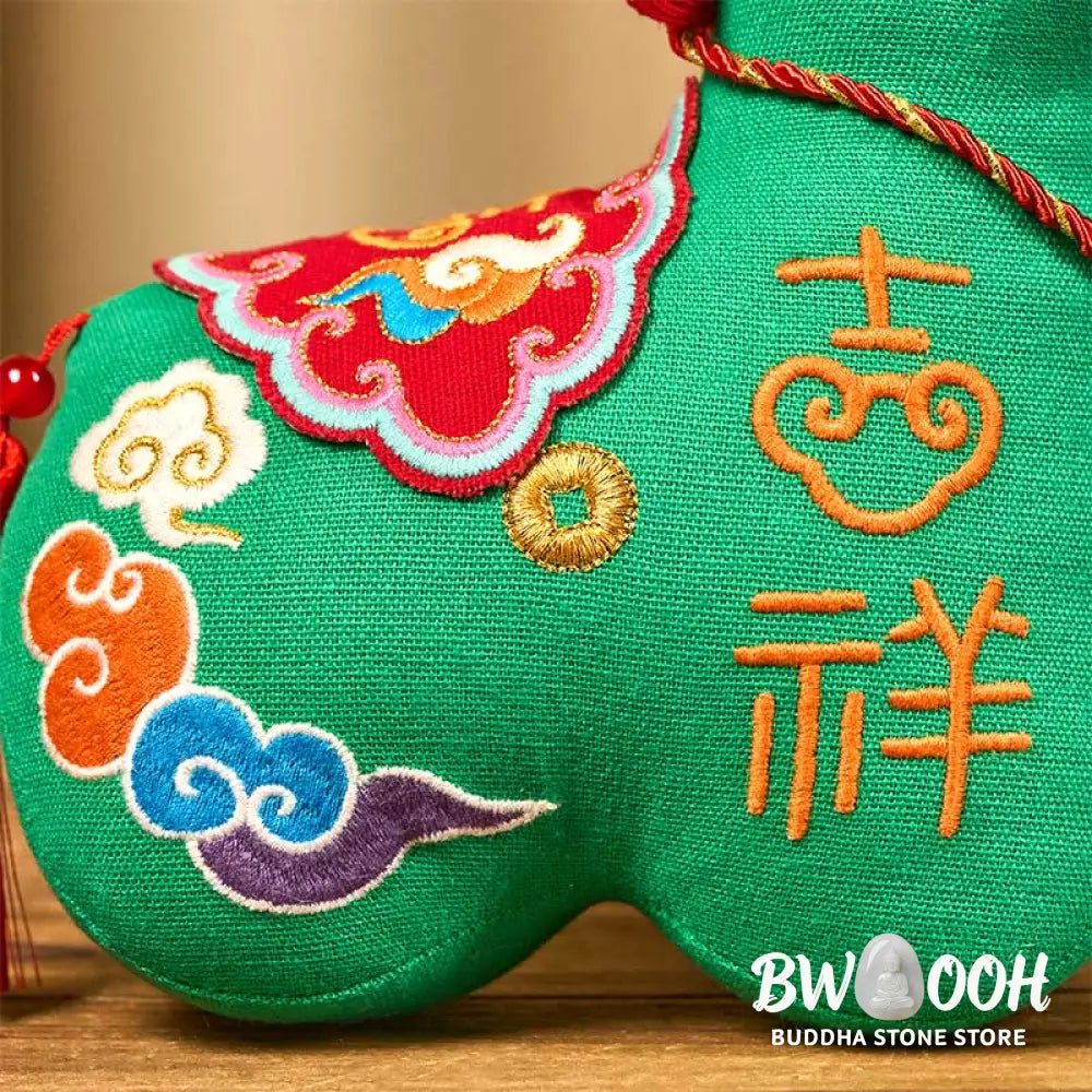 Buddha Stones Year of the Horse Copper Red String Fu Character Embroidery Prosperity Home Decoration - Decorations