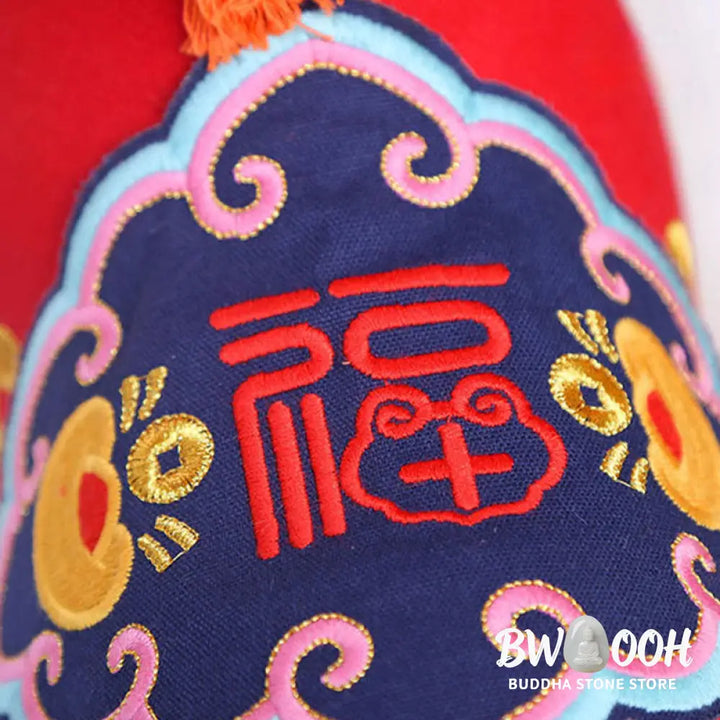 Buddha Stones Year of the Horse Copper Red String Fu Character Embroidery Prosperity Home Decoration - Decorations