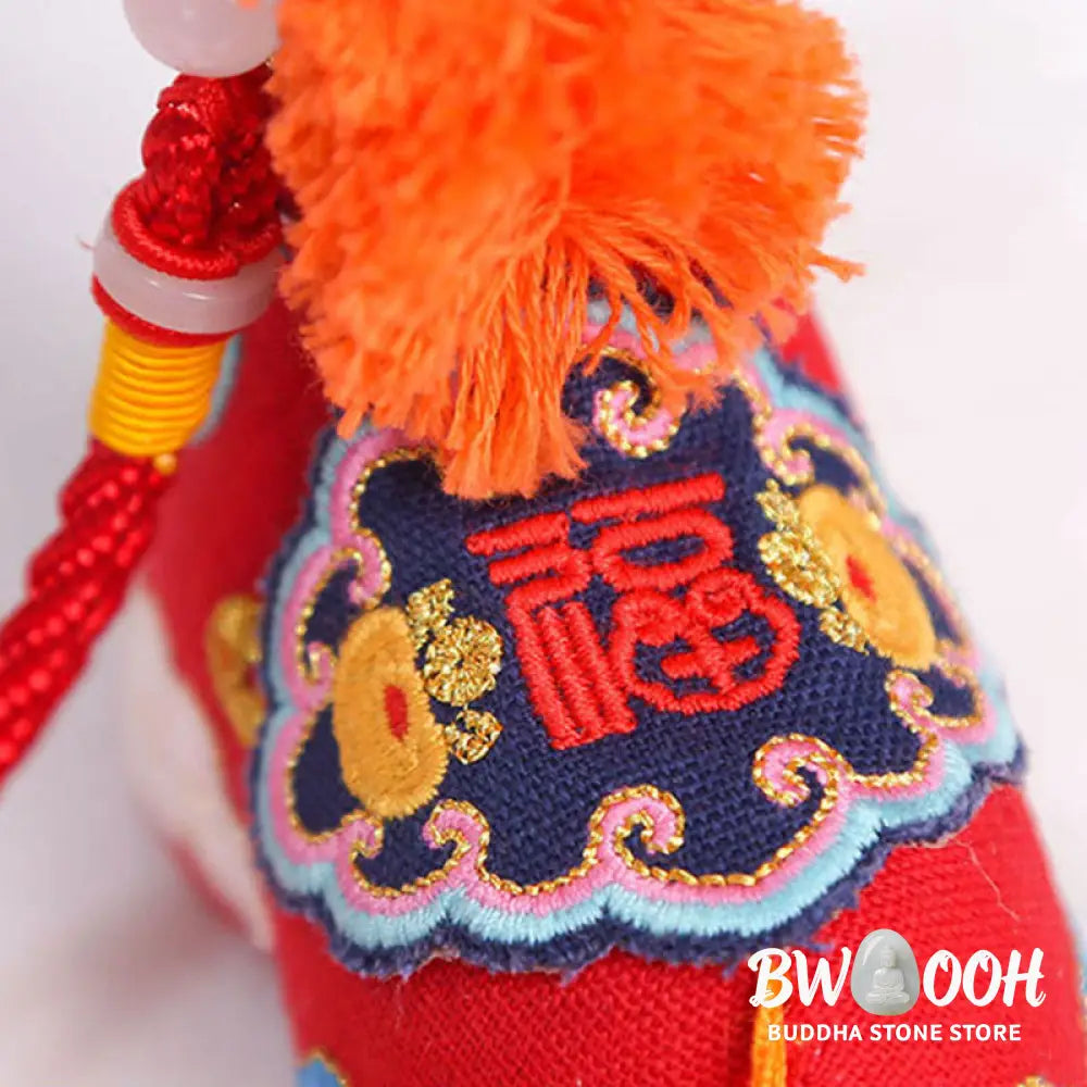 Buddha Stones Year of the Horse Copper Red String Fu Character Embroidery Prosperity Home Decoration - Decorations