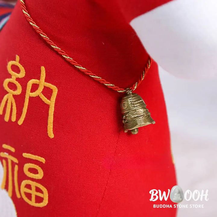 Buddha Stones Year of the Horse Copper Red String Fu Character Embroidery Prosperity Home Decoration - Decorations