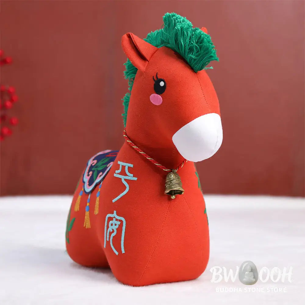 Buddha Stones Year of the Horse Copper Red String Fu Character Embroidery Prosperity Home Decoration - Decorations