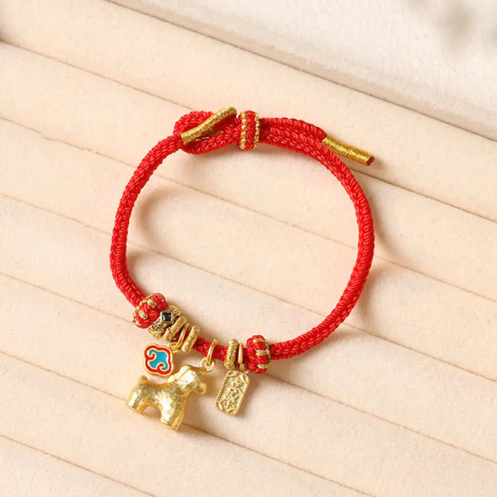 BWOOOH Year Of The Horse Copper Red String Fu Character L