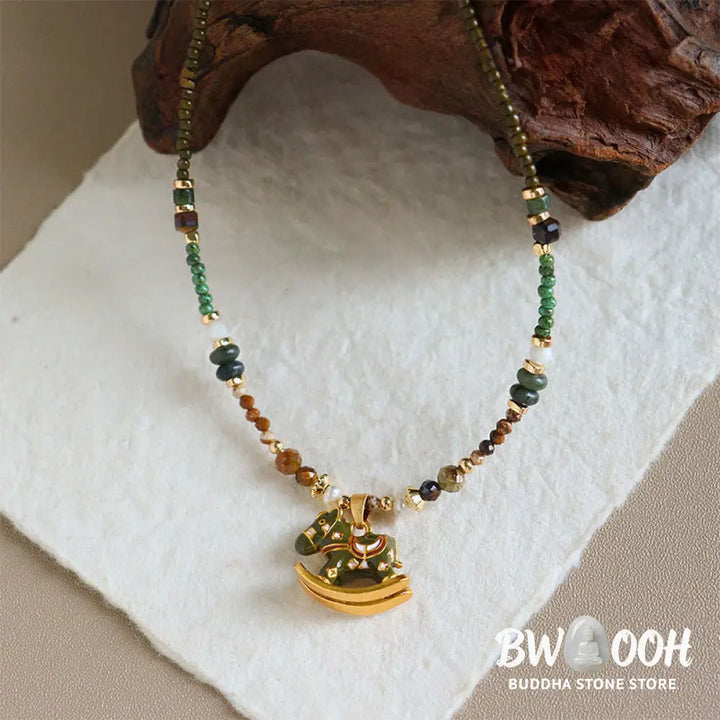 Buddha Stones Year Of The Horse Copper Tiger Eye Various Beads Balance Necklace Pendants - BWOOOH - Necklaces &amp; Pendants