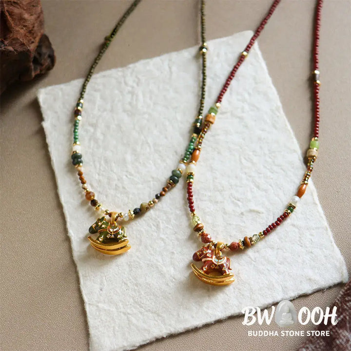 Buddha Stones Year Of The Horse Copper Tiger Eye Various Beads Balance Necklace Pendants - BWOOOH - Necklaces &amp; Pendants