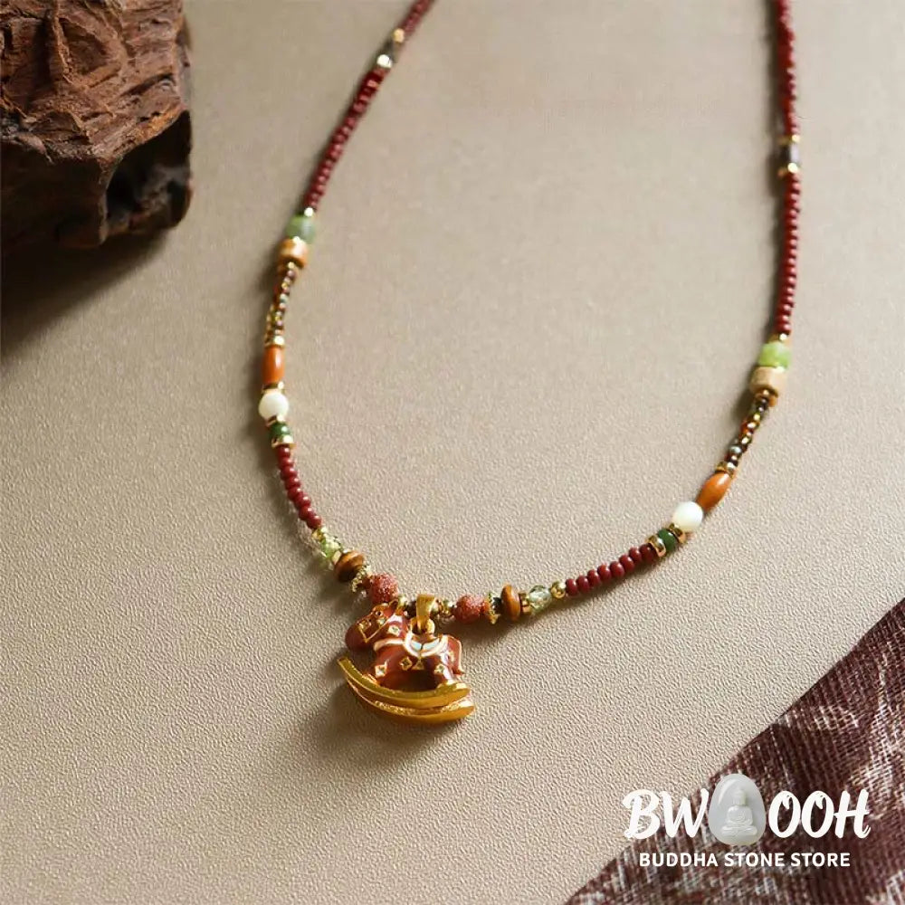Buddha Stones Year Of The Horse Copper Tiger Eye Various Beads Balance Necklace Pendants - BWOOOH - Necklaces &amp; Pendants