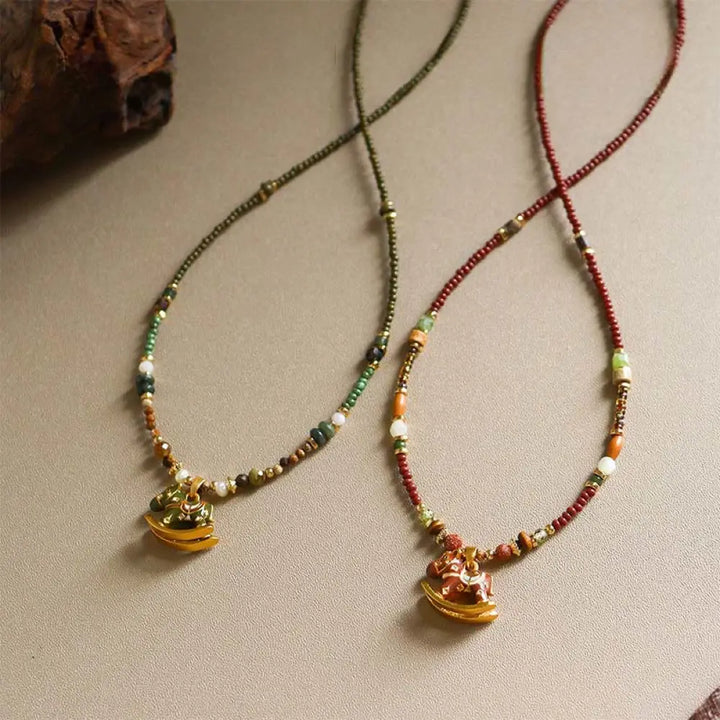 Buddha Stones Year Of The Horse Copper Tiger Eye Various Beads Balance Necklace Pendants - BWOOOH - Necklaces &amp; Pendants
