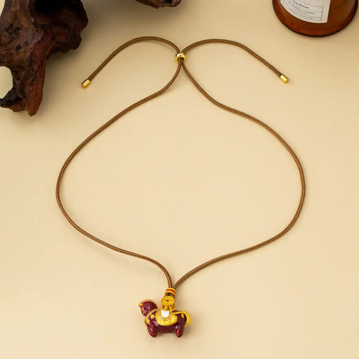 Buddha Stones Year Of The Horse Copper Wealth Necklace Pendants - BWOOOH - Brown Horse - Necklaces &amp; Pendants