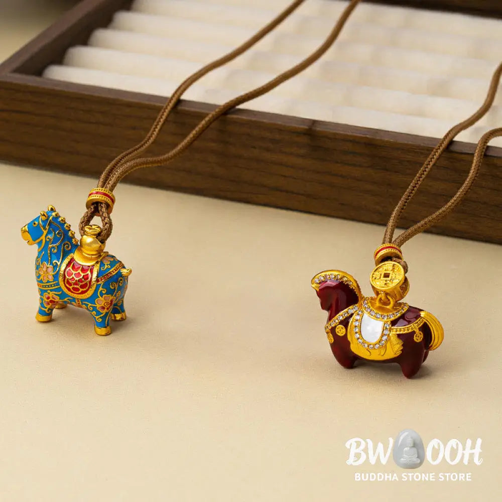 Buddha Stones Year Of The Horse Copper Wealth Necklace Pendants - BWOOOH - Necklaces &amp; Pendants