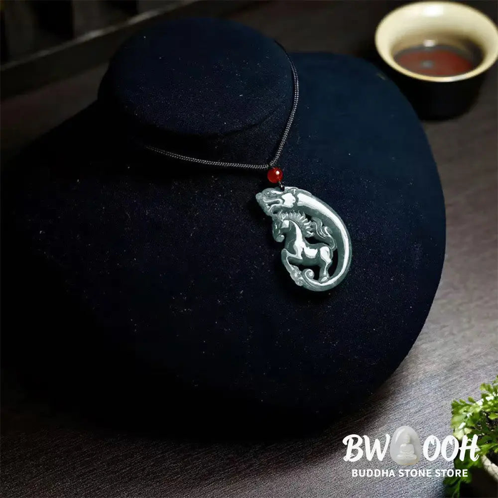 Buddha Stones Year Of The Horse Dragon Jade Luck Necklace Pendants - BWOOOH - Jade - Necklaces &amp; Pendants