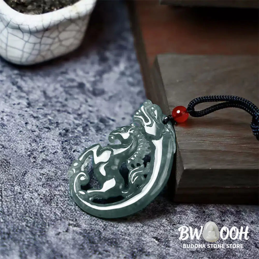 Buddha Stones Year Of The Horse Dragon Jade Luck Necklace Pendants - BWOOOH - Jade - Necklaces &amp; Pendants